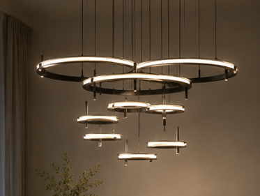 The Obsidian Cascading Orbit Chandelier
