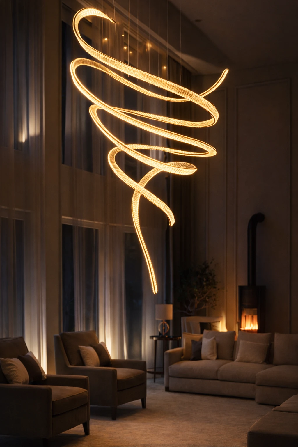 Spiral Ribbon LED Chandelier