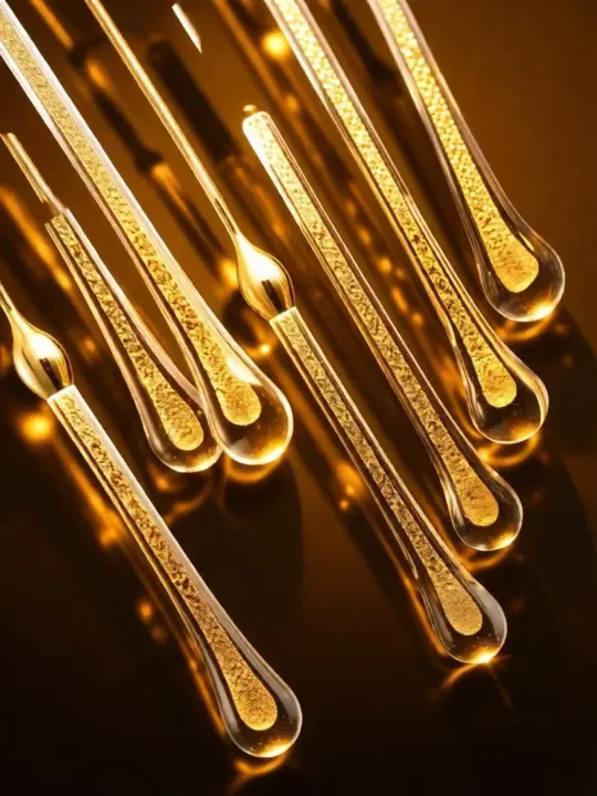 Gold Seeded Glass Raindrop Chandelier